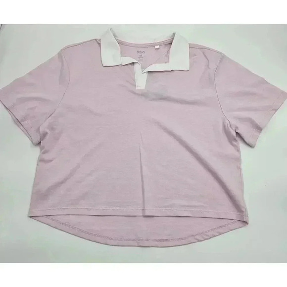 DSG Girl's Size M (10/12) Johnny Collar Crop Tee in Tinted Rose NWT - Picture 1 of 8